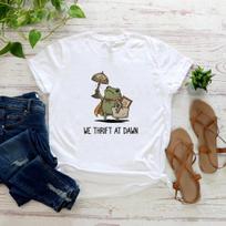 We Thrift At Dawn T-Shirt Funny Frog Meme Thrifting Tee Thrift Lover Tshirt Women Short Sleeve T-shirts Vintage Casual Tops L balta