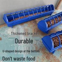 Pigeon Feeder: Anti-Spill Food and Water Trough with Lid for Racing Pigeons 42 cm blue trough (14 feeding openings)
