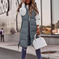 Women's Long Quilted Sleeveless Vest Casual Outerwear for Fall and Winter Layering M white