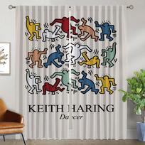 Keith Haring Užuolaidos Miegamojo Užuolaidos Vaikų Kambario Helovino Dekoracija Blackout Užuolaidų Žaliuzės Pertvara Svetainės Virtuvės W50xH70cmx2pcs-CL black