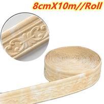 10 m / ritininis 3D sienų apdailos linijos grindjuostės kraštinės Lipnios vandeniui atsparios grindjuostės sienų lipdukas, skirtas kambario namų dekoravimui 8cm X 10m smėlis