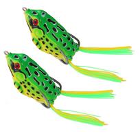 2Pcs Simulated Frog Fishing Lure with Hooks Topwater Soft Fishing Baits Artificial Fishing Lure Soft Tube Baits S green