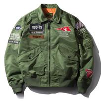 Pavasario Rudens Vyriški Striukės Plonos Armijos Žalios Motociklininko Ma-1 Aviatoriaus Pilotas Oro Vyriškos Bomber Striukės Siuvinėjimas Apykaklė M black