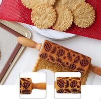 Kalėdinė kepimo kočėlas, Naujoviškas dekoratyvinis įrankis, Patogi rankena, „Pasidaryk pats“ virtuvės kočėlas 35 cmx5 cm beige