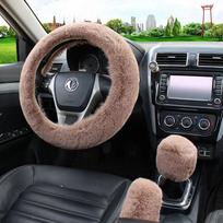 3 vnt. rinkinys Automobilio vairo užvalkalas Pavarų svirties rankenos Rankinio stabdžio rankenos apsauga Dirbtinio pliušo Šiltas Automobilio vairo apdaila Vyrams Moterims gray