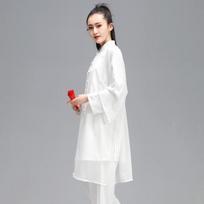 Aukštos kokybės kinų Tai Chi drabužiai Kung Fu mantijos moterims ir vyrams Elegantiškas Wushu apsiaustas Tiulio šokių pasirodymų apsiaustas M balta