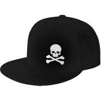 Pirate Skull And Crossbones Flat Brim Cap Polyester Outdoor Adult Baseball Snapback Hat One Size gray