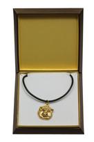 Akita, Akita Inu - Dog necklace in gift box, gold-plated pendant for dog fan, striking jewellery by Art-Dog brown