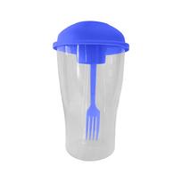 Fresh Fruit & Vegetable Cup Food Shaker With Dressing Container & Fork Fresh Fruit Container Food Portion-control Container One Size mėlyna