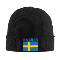 Sweden Flag Bonnet Hats  Cool Knitting Hat For Unisex Women Warm Winter  Skullies Beanies Caps One Size black