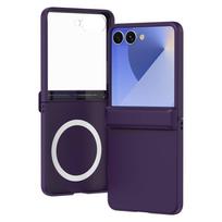 Phone Case for Samsung Galaxy Z Flip 7/6/5/4/3 with Hinge Protection and Screen Protector, Slim Rugged Magnetic Shockproof Cover For Galaxy Z Flip 7 tamsiai violetine spalva