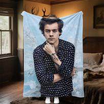 Harry Styles Blanket Soft Comfortable All Seasons Perfect Gift Sofa Office Nap Outdoor Travel 80cm x 120cm white