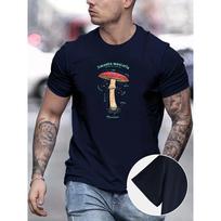 Amanita Muscaria Mushroom Graphic Tee for Men, Soft Cotton Short Sleeve T-Shirt for Summer Daily Outdoor Wear M black