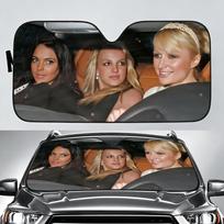 Paris Hilton, Britney Spears, Lindsay Lohan Sun Visor Car Windshield Sun Shade UV Protection Foldable Heat Insulation Universal 130x70cm brown