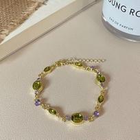 Wizard of Oz green flash diamond bracelet women's light luxury temperament niche high-end sense exquisite super flash olive green jewelry gray