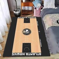 Atlanta Hawks Basketball Court suitable as a non-slip mat for the living room or bedroom sofa 200x160cm( 78x62in ) black