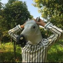 Horse Head Mask Latex Rubber Brown Realistic Unicorn Horn Cosplay Costume For Adults Teens Halloween Party Spooky Masquerade gray