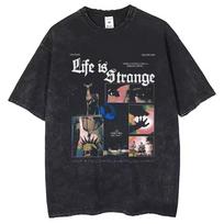 Life Is Strange Cotton T-shirt Short Sleeve Custom Men Women T-shirts Hip Hop Streetwear New Arrival Male Clothes Casual Tee Top M gray