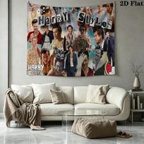 Music Themed harry-styles Wall Tapestry Aesthetic Wall Hanging Printed Fabric Blanket Decorative Tapestries for Bedroom Living Room Home Decor 100cm x 150cm black