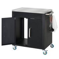 Kitchen Cart With Wheels Serving Trolley Rolling Cart With Cabinet Hooks And Stainless Steel Handles Kitchen Aid BBQ
