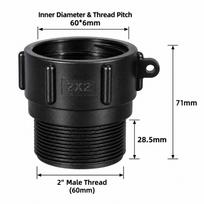 S60 Thread Thread Connector Black IBC Tank Fitting New Barrel Connector  Garden Hose S60 To 2"