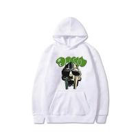Doom-graffiti Men Hoodie Hooded Top, MF Doom Mask & Green Graffiti Front Print, Warm Fleece Pullover Sweatshirt for Sport Urban Street Outfits 2XL juoda