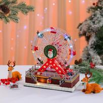 Large Light-up Christmas Ferris Wheel Music Box Ornament gray