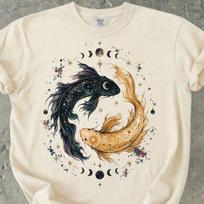 Žuvų Zodiako Comfort Colors Marškinėliai, Dangiškų Žuvų Grafinis T-shirt, Astrologinis T-shirt, Žuvų Dovana Moterims 120 black