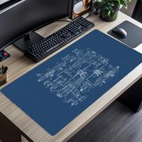 Aircraft Blueprint Mouse Pad XXL Large Desk Mat Non-slip Rubber Lock Edge Gaming Keyboard Mousepad Office Computer Table Mat 300X800X2MM gray