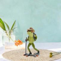 Frog Figurine Resin Art Piece Collectible Decor for Indoor Backpack beige