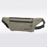 Women Men Fanny Pack Waist Belt Bag Canvas Purse Travel Camping Hiking Bag Pouch for Phone Coins KTY žalia