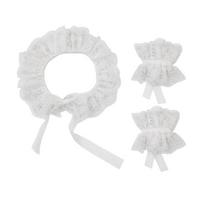 Lace Choker And Wrist Cuffs Set Elegant Victorian Styles Costume Accessories For Women Cosplay Party and Daily Outfit white