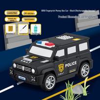 Kid's Fingerprint ATM Savings Box: Password, Digital Lock, Coin Rolling Transport Toy. white