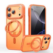360° besisukantis stovas, magnetinis oranžinis dėklas, skirtas iPhone 17 Pro Max 17Air 17Pro, prabangus metalinis mygtukas, sulankstomas laikiklis, smūgiams atsparus dangtelis iPhone17 oranžinė