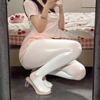 Women'S Oil Glossy Tights Shiny Pantyhose Sheen Sexy Horse Oil Bright Color Underwear Lingerie Halloween Costume Stockings One Size white