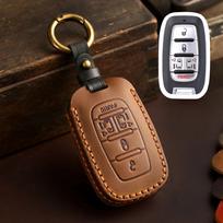 Leather Car Key Case Cover Holder Keychain Shell for Chrysler Pacifica 2017 2018 2019 2020 2025 2025 Voyager Smart Key Cover gray