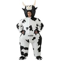 Juokingas pripučiamas karvės kostiumas Helovinui Cosplay Child (Height 120-155CM) white