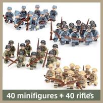Antrojo pasaulinio karo pėstininkai, Kariniai kariai, Karas, Nacionalinė armija, Mini ginklo modelis, Statybinės kaladėlės, Statybinės kaladėlės, Surinkimo žaislai