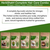 HerbShakti Bhringraj, Hibiscus, Amla, Shikakai & Reetha Hair Care Combo – 5 Herbal Powders for Growth, Strength & Shine | 100g Each (Total 500g) | black