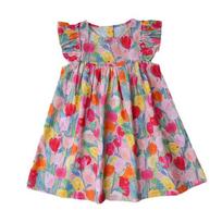 Tulip Sweet Round Neck Girls' Summer Dress with Small Flutter Sleeves, Cotton Princess Style - Stylish Children's Clothing for 2026. 140 cm gray
