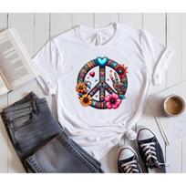 Taikos Simbolis Retro Hippie Marškinėliai Vintage 70-ųjų Vibe Viršus Simbolis Stilingi Boho Drabužiai Vintage Streetwear Mada Minkštas L gray