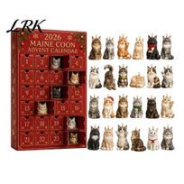 Acrylic Cat Ornaments Christmas Advent Calendar, 24 Day Countdown with Cute Ornaments, Calendar for Boys 2D Kitty Holiday Decorations, Gift I