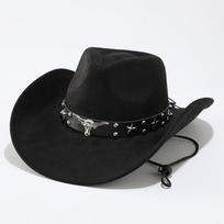 European and American retro western cowboy hat suede cow head jazz hat ethnic style versatile travel visor M（56-58cm） juoda