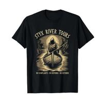Styx River Tours Funny Greek Mythology T Shirt vintage Washed streetwear designer clothes fashion homme Unisex Versatile 3XL juoda