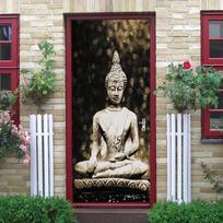 Buddha Selfadhesive Pvc Door Sticker Yoga Room Meditation Mural Wallpaper Waterproof Living Room Bedroom Stickers Home Decor Matches the image,77x200cm