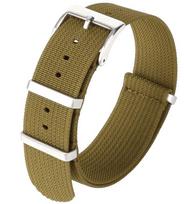 Onepiece Canvas Nylon Nato Watch Strap Fine Woven Solid Color 182022mm 22mm brown