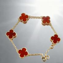 Four-leaf Clover Classic Bracelet with Five-petal Black Onyx Fashion Bangle for Women white