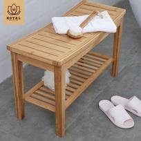 Bambukinis dušo suolas neslystantis storinamas dušo taburetė su laikymo lentyna vonios kambario organizatorius prieškambario suolas 75.5x30x46.5cm