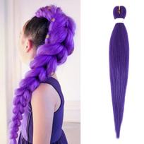 Sintetinė pintų violetinių plaukų surišama uodega Rumi kostiumo šukuosena 26 colių ilgio surišama uodega su segtukais vaikams mergaitėms Helovino Kalėdų purple