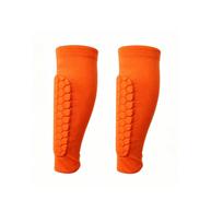 2pcs Shin Guards Football Basketball with Honeycomb Padding Breathable Nylon Anti Impact Sport Leg Protectors for Kids Adults 1 orange M